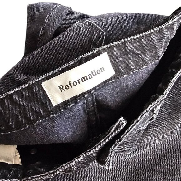 Reformation Brooke Jean in Pacific Size 26 High Rise Button Fly Straight Raw Hem - Picture 3 of 10